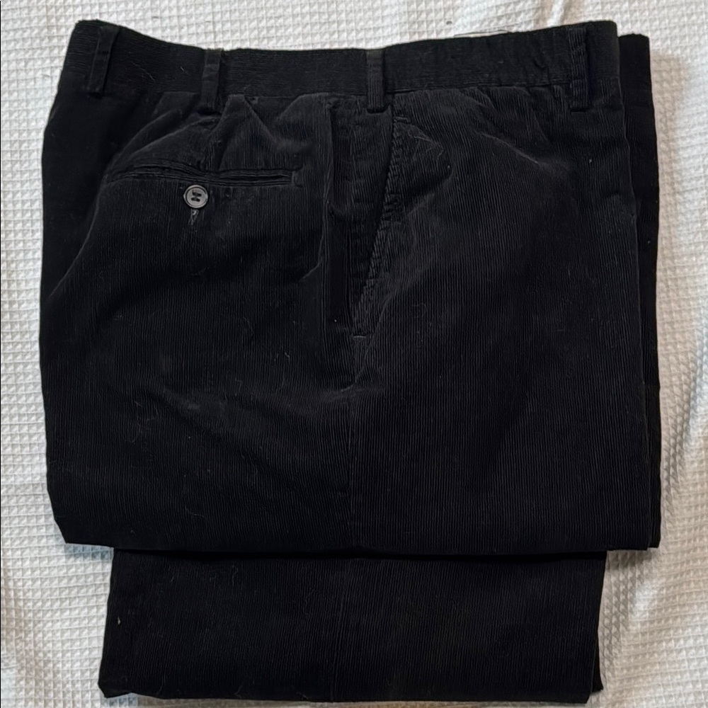Luciano Barbera Men's Black cotton Corduroy Pants made in Italy
